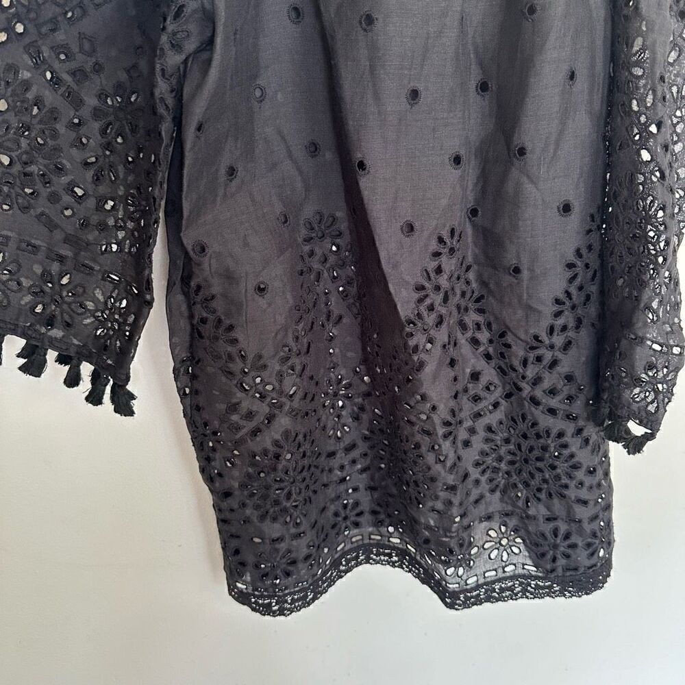 Johnny Was Women’s Hailey Smocked Off the Shoulder Neckline Ramie Blouse Eyelet - Picture 6 of 9